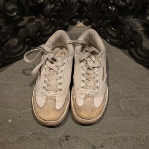 Reebok Girl's Cream and Brown With Leopard Print Sneakers. Size 1